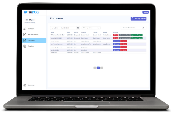 TruDOQ Features on Laptop